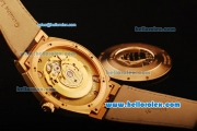 Vacheron Constantin Overseas Swiss ETA 2836 Automatic Movement Gold Case with Stick Markers and Brown Leather Strap