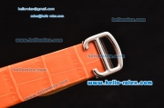 Cartier Le Cirque Animalier de Cartier Swiss Quartz Steel Case with White MOP Dial and Orange Leather Strap