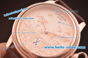 Glashutte Automatic Rose Gold Case with Rose Gold Dial and Brown Leather Strap