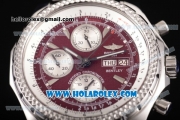 Breitling Bentley Motors Chrono Swiss Valjoux 7750 Automatic Steel Case/Bracelet with Red Dial and Silver Stick Markers (BP)