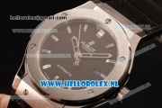 Hublot Classic Fusion 9015 Auto Steel Case with Black Leather Strap and Black Dial