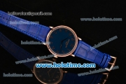 Patek Philippe Calatrava Miyota OS2035 Quartz Rose Gold Case with Blue Dial and Arabic Numeral Markers