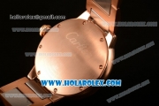 Cartier Rotonde De Miyota Quartz Two Tone Case/Bracelet with Brown Dial