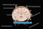 Breguet Grande Complication Moon Phase Chrono Venus 7750 Manual Winding Steel Case with White Dial Black Leather Strap and Roman Numeral Markers (GF)