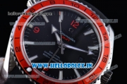 Omega Seamaster Planet Ocean GMT Asia 2813 Automatic Steel Case with Black Dial Black Rubber Strap and Orange Bezel