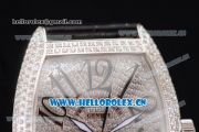 Franck Muller Casablanca Asia Automatic Steel/Diamonds Case with Diamonds Dial and Black Leather Strap Diamonds Bezel (ZF)