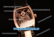 Franck Muller Vanguard Miyota Automatic Copy Tourbillon Rose Gold Case With Skeleton Dial Leather/Rubber Strap