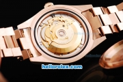 Rolex Day-Date II Swiss ETA 2836 Automatic Movement Full Rose Gold with Rose Gold Dial and Roman Numeral Hour Markers