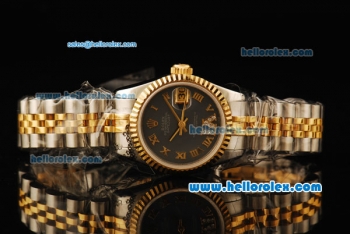 Rolex Datejust Automatic Movement ETA Coating Case with Gold Bezel and Gold Roman Numerals