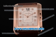 Cartier Tank Anglaise Miyota 9015 Automatic Rose Gold Case with Silver Dial Brown Leather Strap and Diamonds Markers