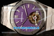 Audemars Piguet Royal Oak Tourbillon Swiss Tourbillon Manual Winding Movement Steel Case Purple Dial With Stick Markers Steel Bracelet