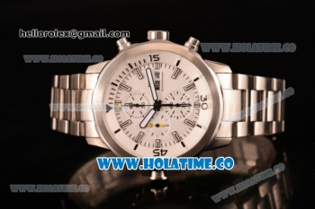 IWC Aquatimer Chronograph Miyota Quartz Full Steel with White Dial and Stick Markers