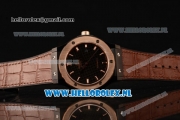 Hublot Classic Fusion 9015 Auto PVD/Rose Gold Case with Black Dial and Brown Leather Strap