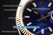 Rolex Datejust Clone Rolex 3135 Automatic Two Tone Case/Bracelet with Blue Dial and Stick Markers (BP)