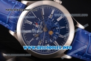 Patek Philippe Grand Complications Perpetual Calendar Miyota Quartz Steel Case with Blue Dial and White Roman Numeral Markers