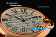 Cartier Ballon Bleu De Swiss ETA 2836 Automatic Rose Gold Case/Bezel with Brown Leather Strap White Dial Roman Markers