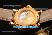 Breguet Marine Big Date Clone Breguet Automatic Yellow Gold Case with Blue Dial and Brown Leather Strap