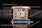 Cartier Tank Anglaise Miyota 9015 Automatic Rose Gold Case with Silver Dial Black Leather Strap and Roman Numeral Markers