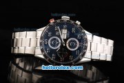 Tag Heuer Carrera Caliber 16 Swiss Valjoux 7750 Automatic Movement Silver Case with Black Bezel-Black Dial