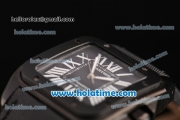 Cartier Santos 100 Swiss ETA 2824 Automatic Movement PVD Case with Black Dial and Black Strap