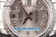 Rolex Datejust Swiss ETA 2671 Automatic Steel Case with Silver Dial Diamonds Markers Diamonds Bezel and Steel Bracelet (BP)