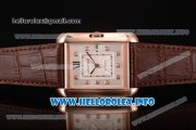Cartier Tank Anglaise Miyota 9015 Automatic Rose Gold Case with Silver Dial Brown Leather Strap and Diamonds Markers