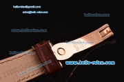 Rolex Cellini Danaos Swiss Quartz Rose Gold Case with Brown Leather Strap Orange Dial Stick Markers