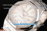 Audemars Piguet Royal Oak Swiss ETA 2824 Automatic Full Steel with Sitck Markers and White Dial - 1:1 Original Best Version