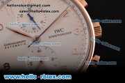 IWC Portuguese Chrono Swiss Valjoux 7750-SHG Automatic Rose Gold Case with Black Leather Strap and White Dial