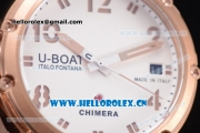 U-Boat Chimera Automatic Asia ST25 Automatic Rose Gold Case White Dial Rose Gold Markers and Brown Leather Strap