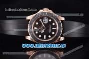 Rolex Yacht-Master 40 Miyota 8215 Automatic Rose Gold Case with Black Dial and Dot Markers Black Rubber Strap