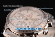 Omega Speedmaster Date Chrono Swiss Valjoux 7750-DD Automatic Full Steel with White Dial and Silver Stick Markers