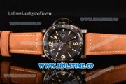 Panerai Luminor GMT PAM 029 B Asia Automatic PVD Case with Black Dial Brwon Leather Strap with Stick/Arabic Numeral Markers