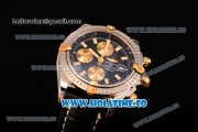 Breitling Chronomat Evolution Swiss Valjoux 7750 Automatic Steel Case with Black Dial and Yellow Gold Stick Markers (BP)