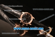 Omega De Ville Co-axial Chronograph Clone Omega 9300 Automatic Rose Gold Case with Black Dial and Black Leather Strap (EF)
