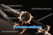 Omega De Ville Co-axial Chronograph Clone Omega 9300 Automatic Rose Gold Case with Black Dial and Black Leather Strap (EF)