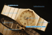 Omega Constellation Swiss ETA 2824 Automatic Steel Case with Silver Dial and Diamond Markers/Bezel-(35mm)