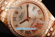 Rolex Datejust Oyster Perpetual Automatic Movement Full Rose Gold with Silvery Dial and Diamond Bezel