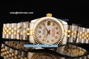 Rolex Datejust Oyster Perpetual Automatic Movement White Dial with Diamond Markers and Two Tone Strap-Lady Model