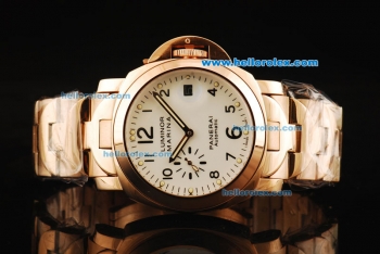 Panerai Luminor Marina Pam 051 Automatic Movement Rose Gold Case with White Dial and Black Arabic Numerals - Middle Size