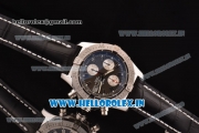 Breitling Avenger Chrono Swiss Valjoux 7750-SHG Automatic Stainless Steel Case Stick Markers with Blakc Leather Strap and Black Dial