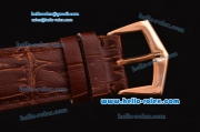 Patek Philippe Calatrava Swiss ETA 2824 Automatic Rose Gold Case with Brown Leather Strap White Dial Stick Markers