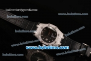 Audemars Piguet Royal Oak Ladies Swiss Quartz Steel/Diamond Case with Black Leather Bracelet and Black Dial - 1:1 Original