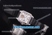 Cartier Santos Tourbillon Asia Automatic Steel Case with White Dial Black Leather Strap and Roman Numeral Markers