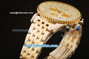 Breitling Navitimer Swiss Valjoux 7750 Automatic Steel Case with White Dial and Gold Bezel-Two Tone Strap