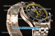 Omega Seamaster Diver 300M Chrono Miyota OS20 Quartz Full Steel with Black Dial and Yellow Inner Bezel