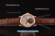 Jaeger-LECoultre Master Tourbillon Power Reserve St8000 Tourbillon Manual Winding Rose Gold Case with White Dial and Brown Alligator Strap