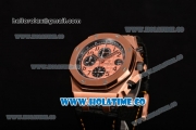 Audemars Piguet Royal Oak Offshore 2014 New Chrono Clone AP Calibre 3126 Automatic Rose Gold Case with Arabic Numeral Markers Rose Gold Dial and Black Leather Strap (J12)