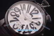 Gaga Milano Italy Asia 6497 Manual Winding PVD Case with Silver Dial and Black Strap -Black Markers