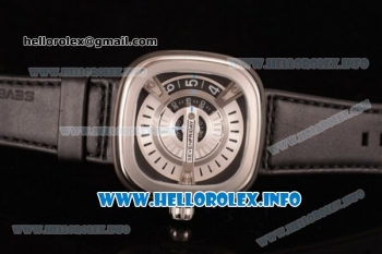 SevenFriday M1-01Japanese Miyota 8215 Automatic Steel Case with White/Black Dial and Black Leather Strap